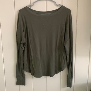 Green ribbed long sleeve top